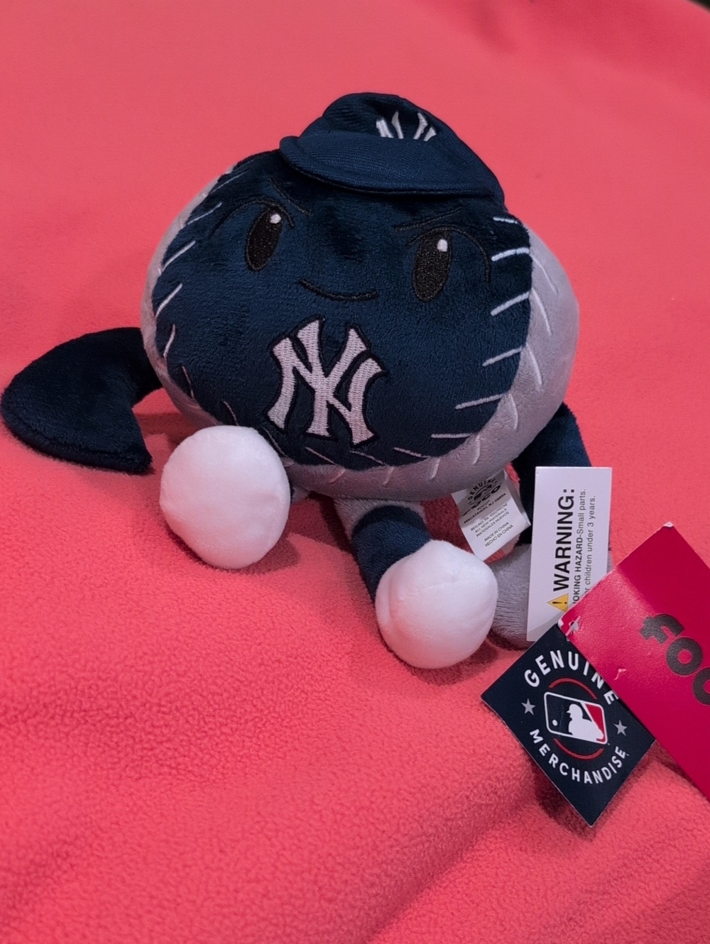 NY Yankees Plush Baseball Mascot - Navy and Gray Soft Toy